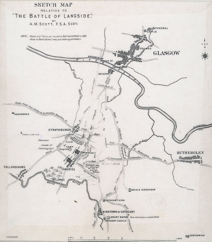 Map of the Battle of Langside 1567